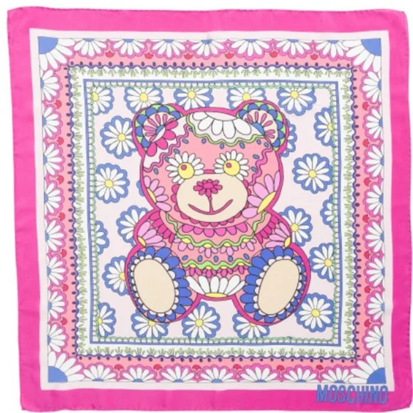 Made In Italy Silk Bear And Flowers Scarf from MOSCHINO - Picture 3 of 7